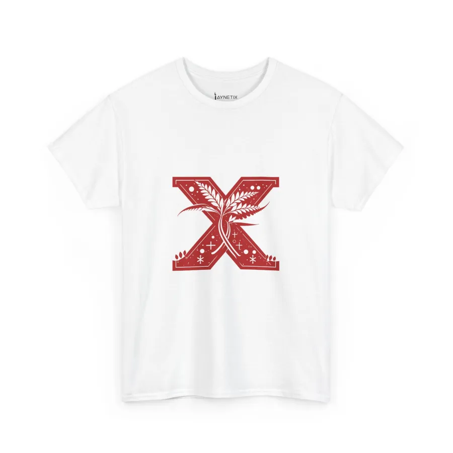 Unisex heavy cotton tee with X Fern design