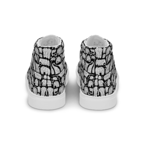 Black & White Women’s high top Canvas Shoes with Elephant Pattern